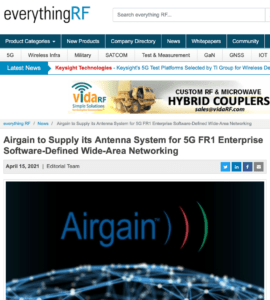 Cover Story image for Airgain to supply antenna systems for 5G FR1 Enterprise